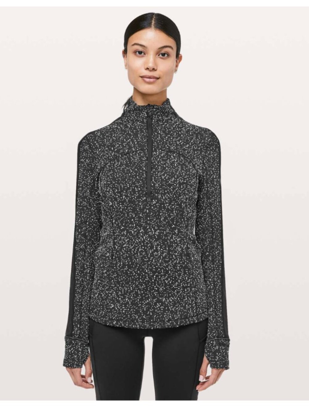 Lululemon Run Briskly 1/2 Zip in Magnetized Jacquard Black White/Black